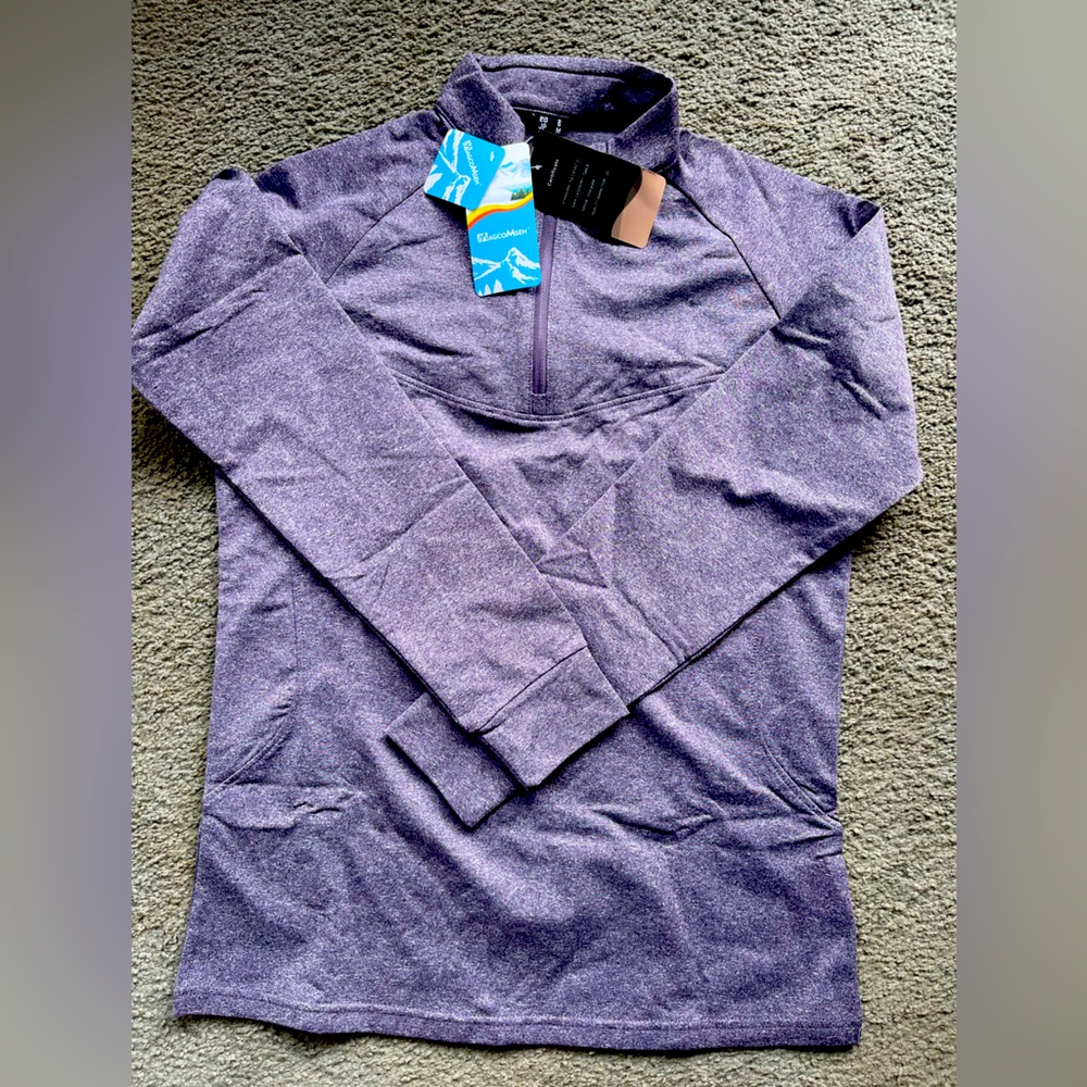 NWT-MagcoMsen Women’s 1/4 Zip, Purple, Spring Weight Pullover. Size S.
